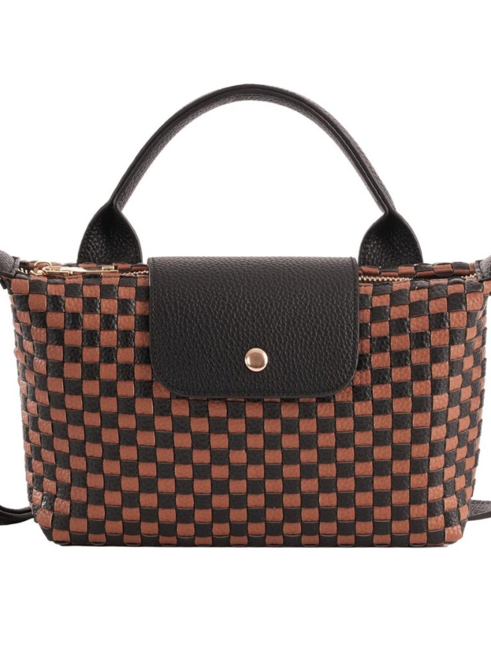 Small Crossbody Bag for Women, Woven Leather Top Handle Handbags Purses with